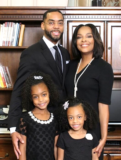 PASTOR A. L. WILLIAMS, II with wife,
 Sis. Alexius, and daughters, Alexandria (left), and Alivia. 